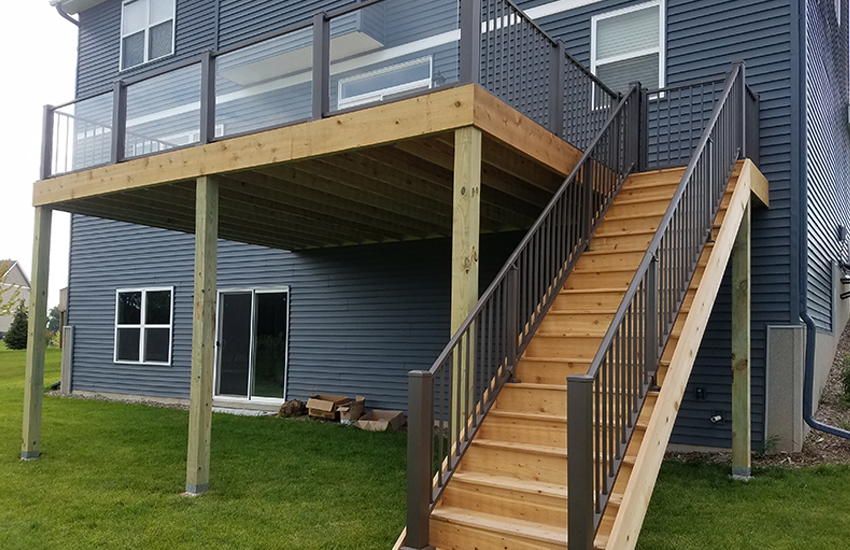 Fresh cedar deck installation