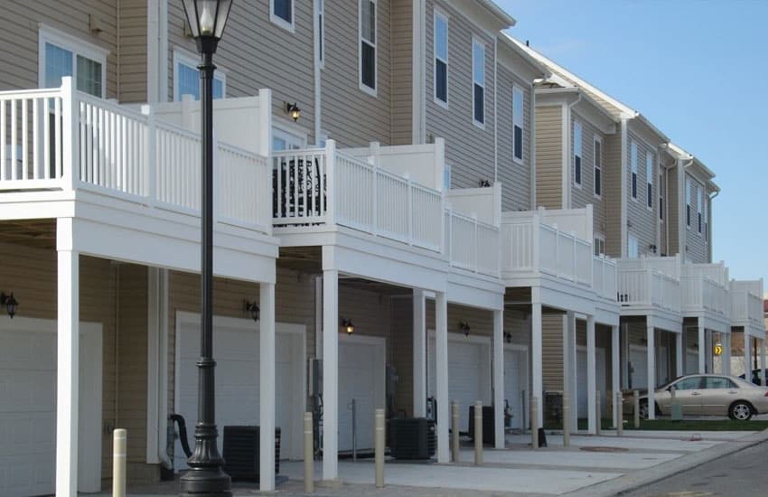 Multi-family apartment building with balcony decks